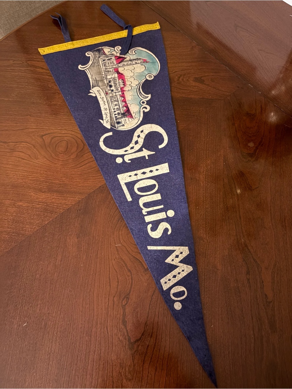 St. Louis Felt Pennant Banner - Navy with Yellow Trim